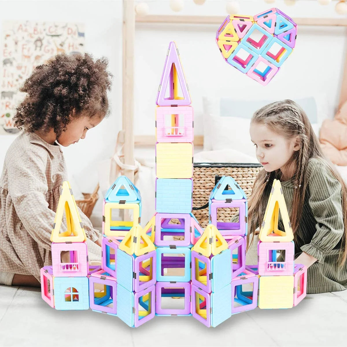 Magnetic Blocks 40PCS Upgrade Magnetic Building Blocks for Kids Magnetic Tiles 3D Magnetic Toys Educational STEM Toys Tiles Set Castle Toys