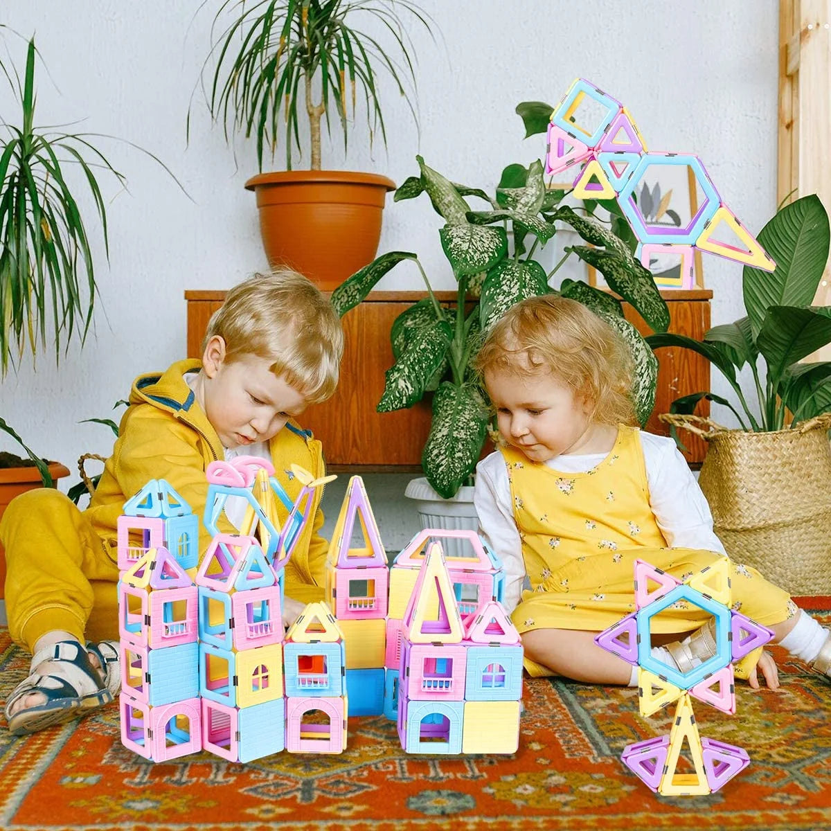 Magnetic Blocks 40PCS Upgrade Magnetic Building Blocks for Kids Magnetic Tiles 3D Magnetic Toys Educational STEM Toys Tiles Set Castle Toys