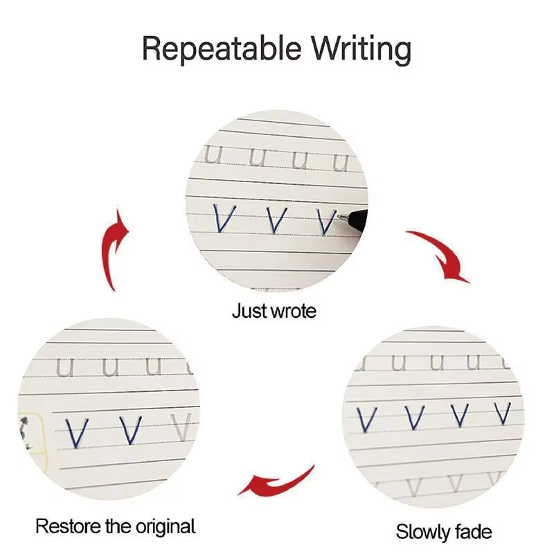 4 Books Magic Groovd Copybook Spanish English French German Calligraphy Practice Book Reusable Handwriting Workbooks for Kids