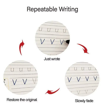 4 Books Magic Groovd Copybook Spanish English French German Calligraphy Practice Book Reusable Handwriting Workbooks for Kids