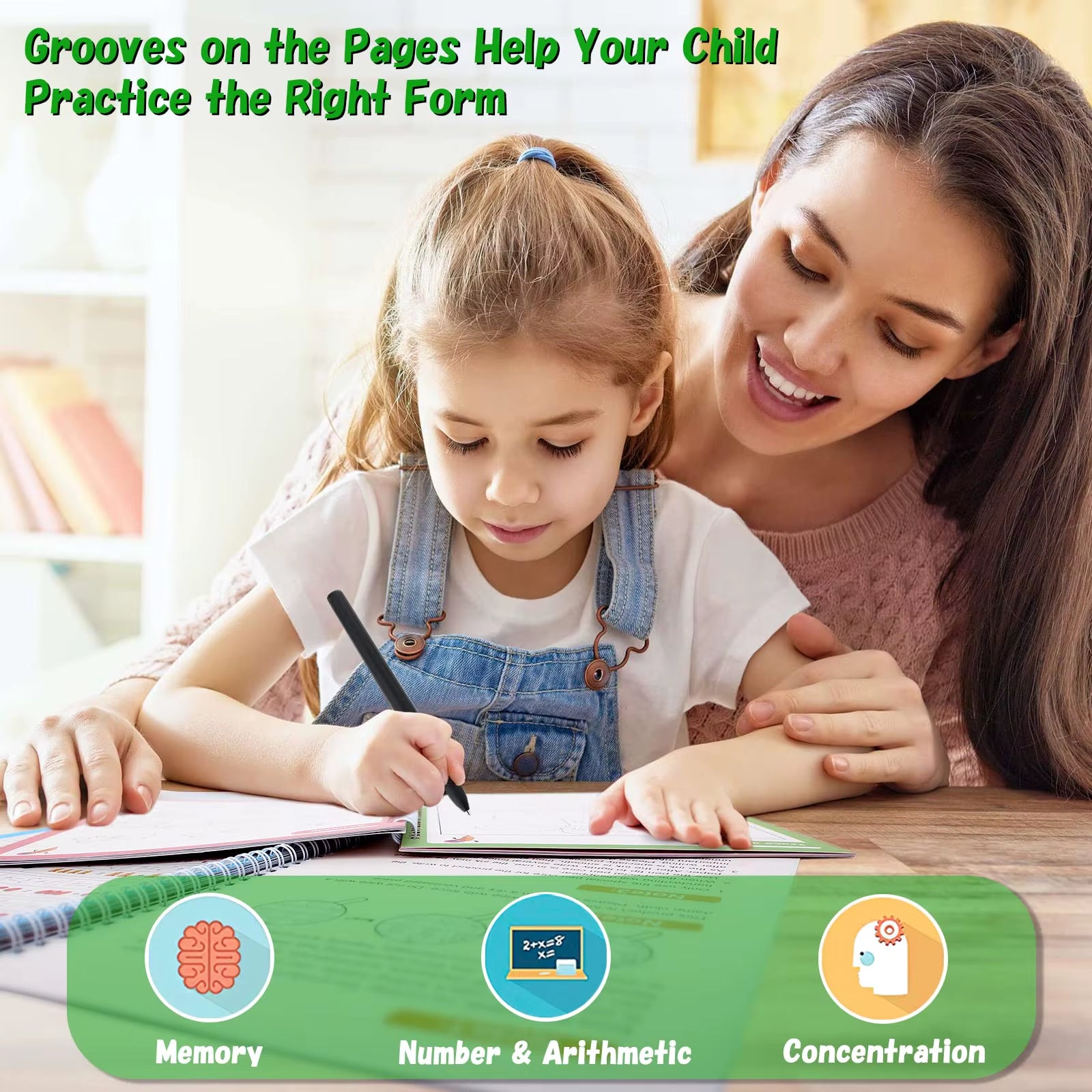 4 Books Magic Groovd Copybook Spanish English French German Calligraphy Practice Book Reusable Handwriting Workbooks for Kids